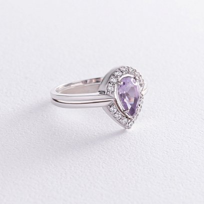 Двойное серебряное кольцо с аметистом и фианитами GS-01-004-6310 №5