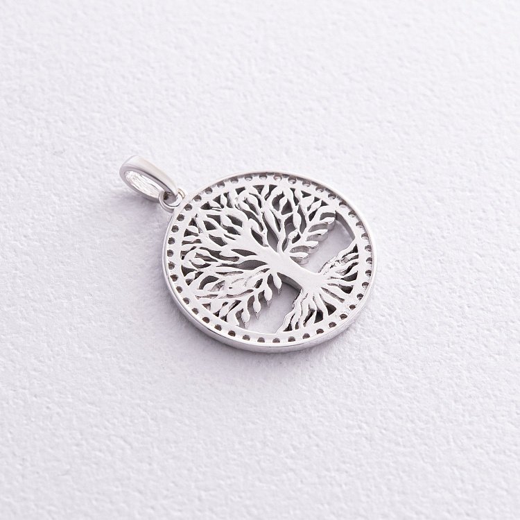 Кулон "Древо жизни" с фианитами (белое золото) п03818 от ювелирного магазина Оникс - 3