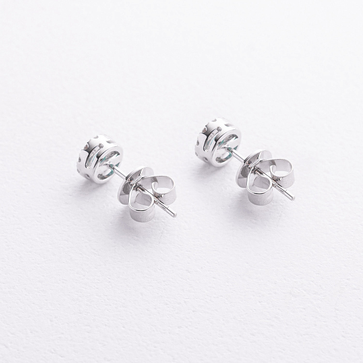 Сережки - пусети в білому золоті (діаманти, смарагди) сб0716mi від ювелірного магазину Онікс - 2