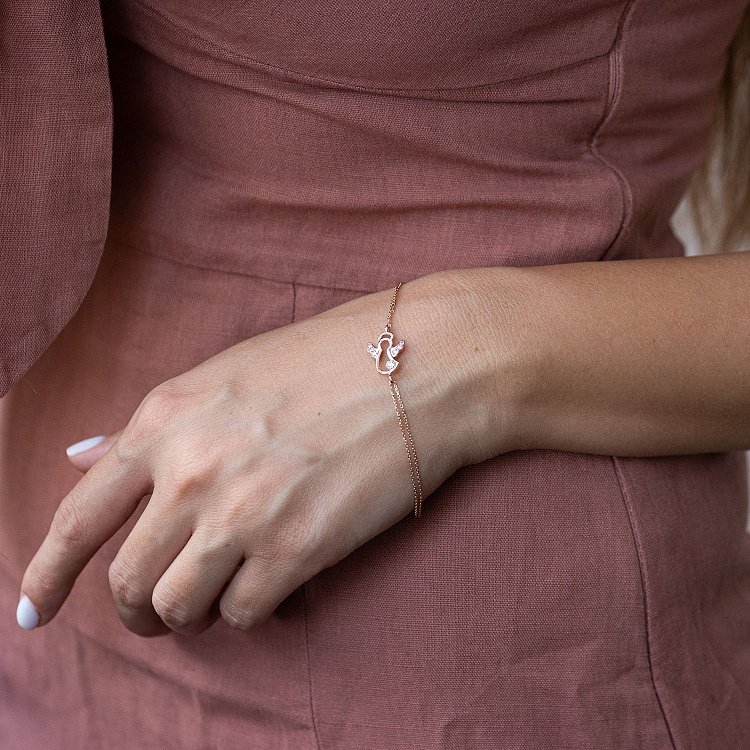 Золотий браслет "Ангелятко" з фіанітами б04481 від ювелірного магазину Онікс - 3