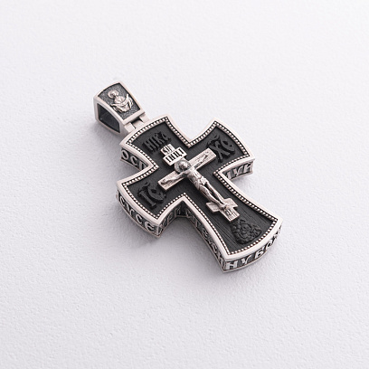 Серебряный крест "Иисус Христос. Георгий Победоносец" с эбеновым деревом 1799