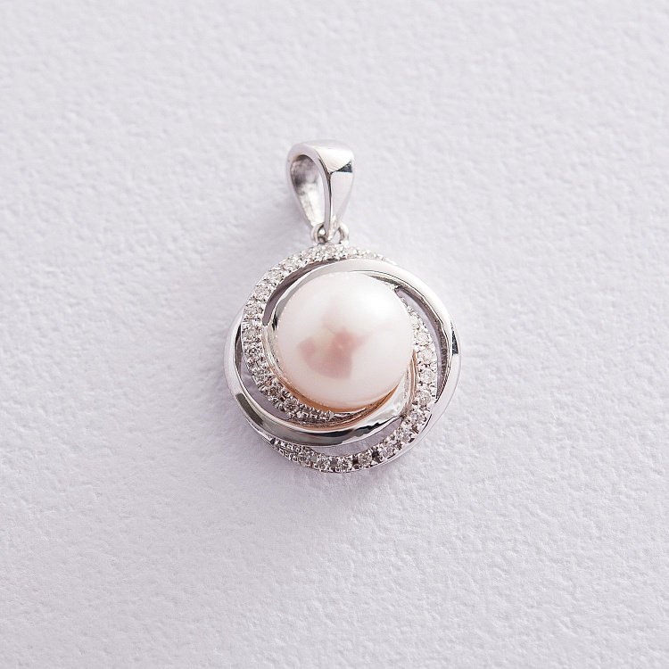 Золотая подвеска с жемчугом и бриллиантами пжд3-021 от ювелирного магазина Оникс