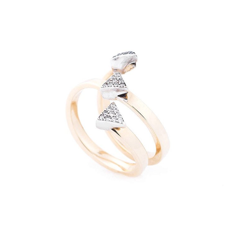 Золота каблучка з фіанітами "Стріли" к05377 від ювелірного магазину Онікс - 6