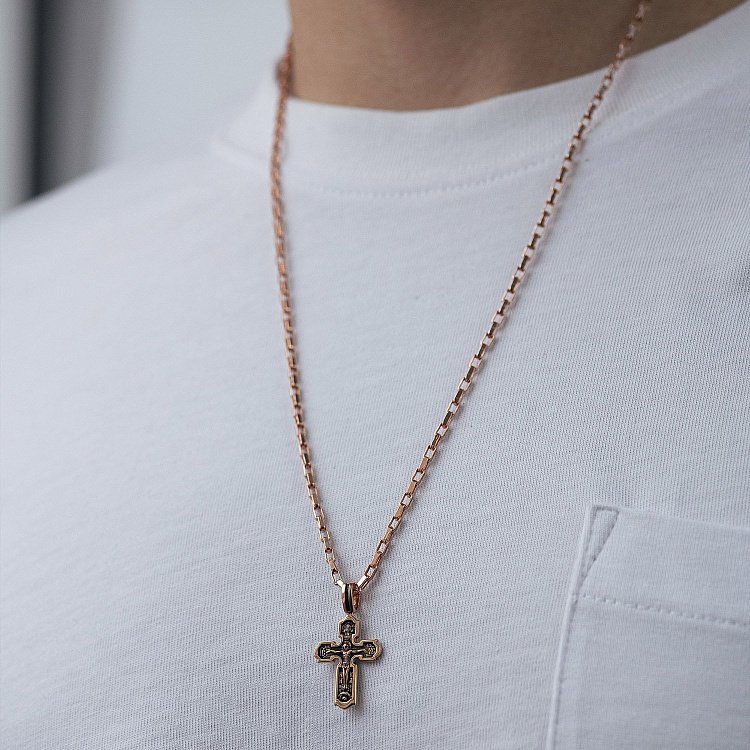 Золотой крест "Распятие" п03865 от ювелирного магазина Оникс - 1