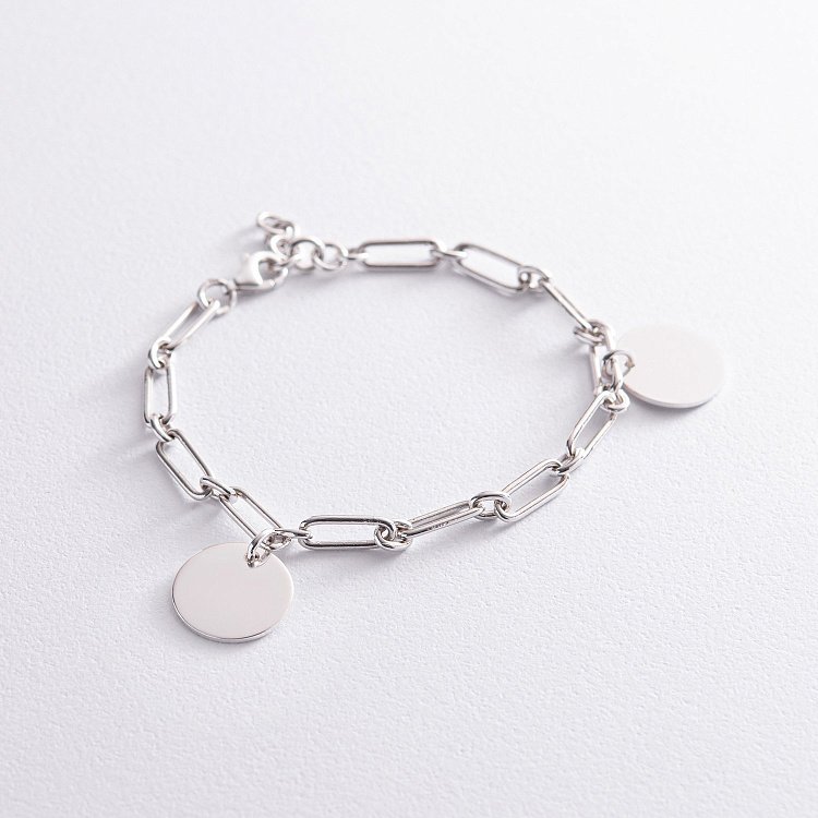 Срібний браслет "Ланцюжок з монетами" (можливе гравіювання) 141592 від ювелірного магазину Онікс