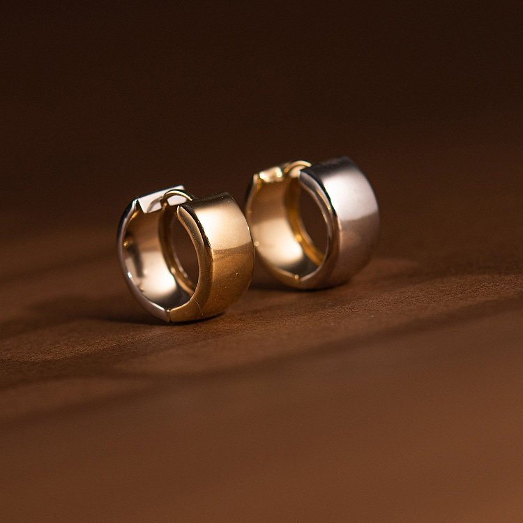 Серьги - кольца из желтого и белого золота с01275 от ювелирного магазина Оникс - 10