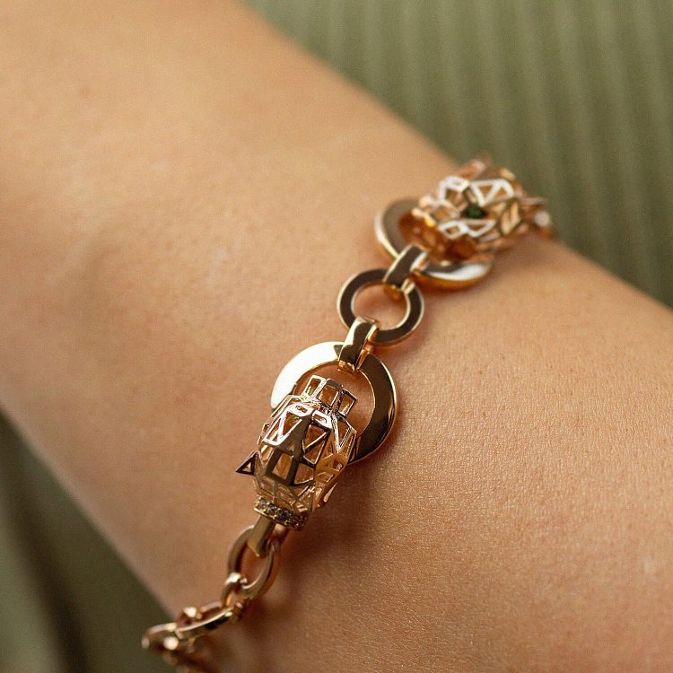 Браслет "Пантера" в красном золоте (фианиты) б05310 от ювелирного магазина Оникс - 3