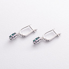 Серебряные серьги (зеленый кварц, куб. цирконий) 2636/1р-QGR от ювелирного магазина Оникс - 1