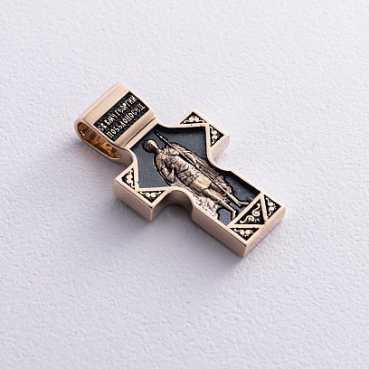 Золотий православний хрест "Спас Нерукотворний. Святитель Миколай Чудотворець. Георгій Переможець" п03840 №7