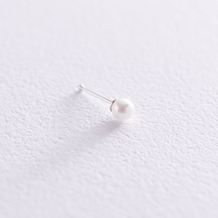 Срібний пірсинг в ніс "Перлина" пирснбж від ювелірного магазину Онікс