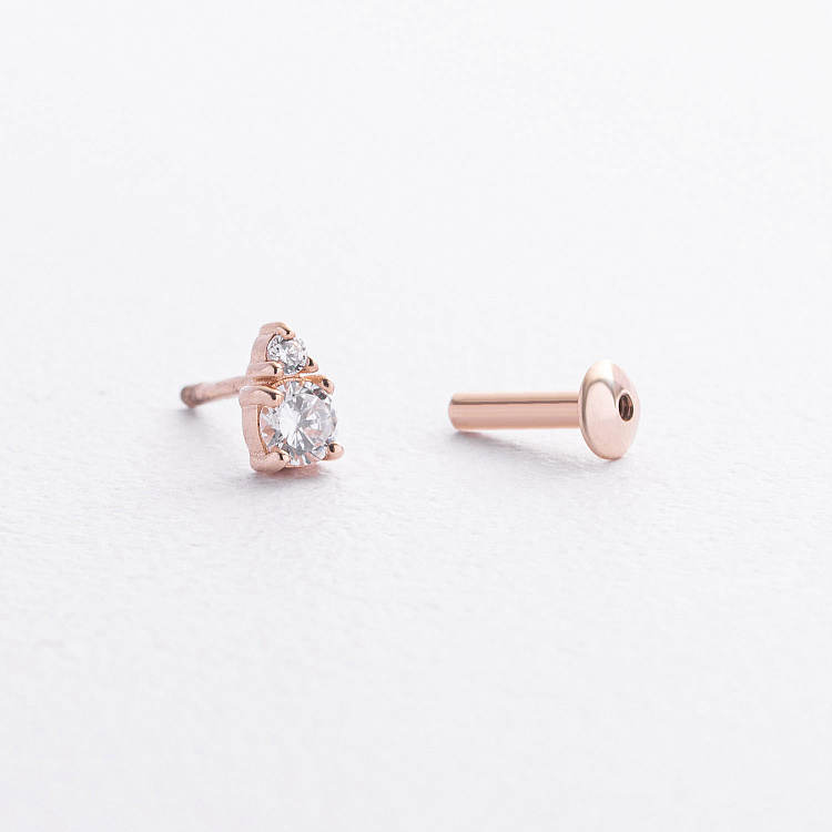 Одиночная золотая серьга для хеликса (фианиты) 1711ч от ювелирного магазина Оникс - 1