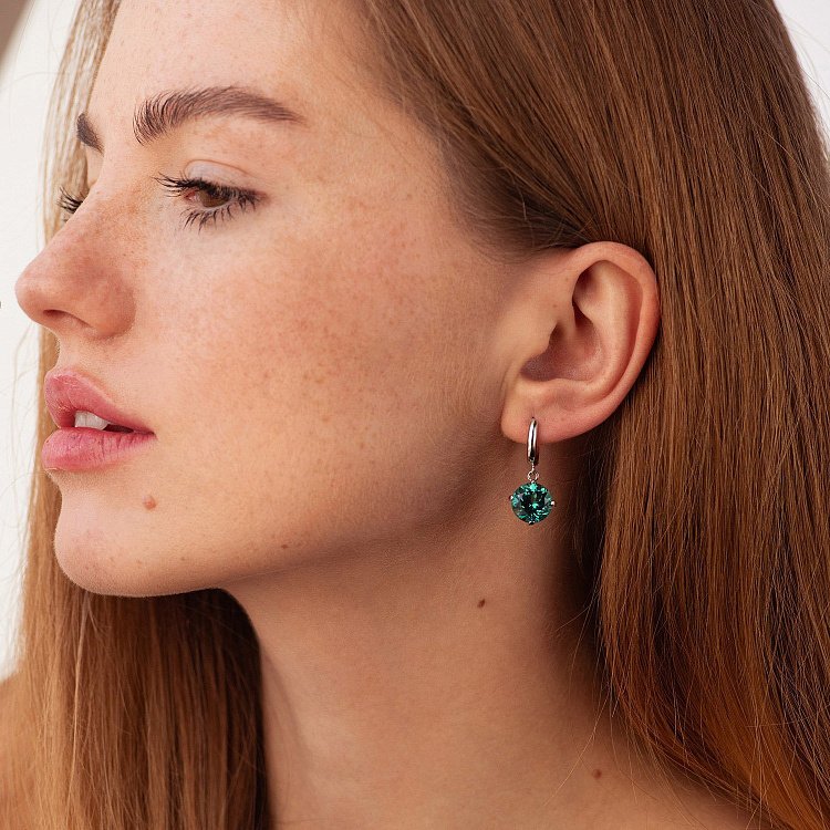 Золотые серьги "Влечение" с синтетическим кварцем с05293 от ювелирного магазина Оникс - 1