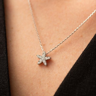 Золотое колье "Цветок" с бриллиантами 739641121 №4