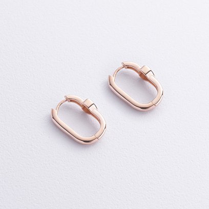 Серьги "Сердечки" в красном золоте с09163 №4