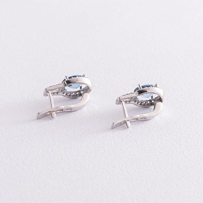 Срібні сережки з кварцом і фіанітами 2935/9р-QLB №4