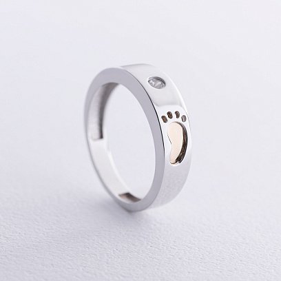 Золота каблучка "Ніжка немовляти" (фіаніт) к07958