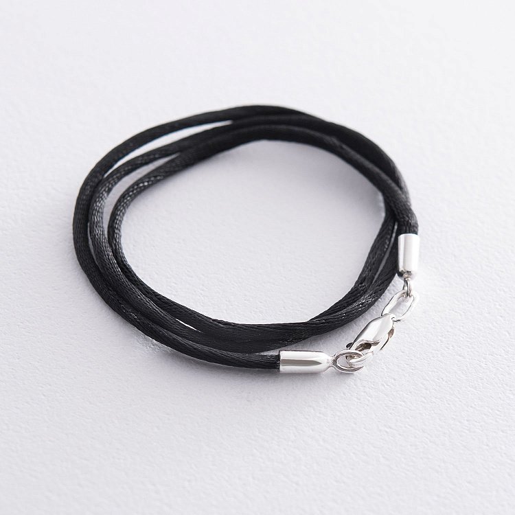 Шелковый шнурок с гладкой серебряной застежкой (2мм) 18080 от ювелирного магазина Оникс - 1