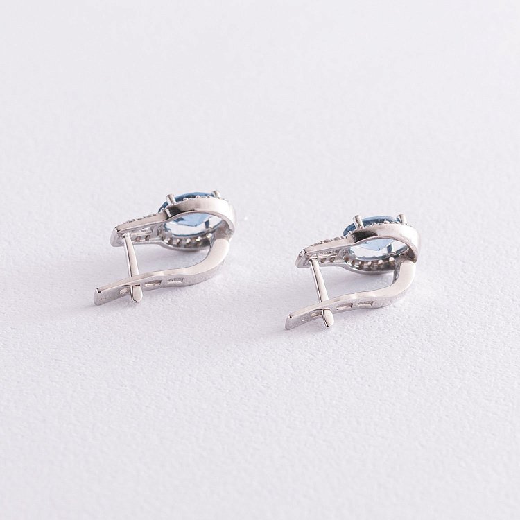 Срібні сережки з кварцом і фіанітами 2935/9р-QLB від ювелірного магазину Онікс - 3