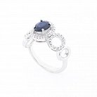 Срібний перстень (синій сапфір, фіаніти) 111527 от ювелирного магазина Оникс