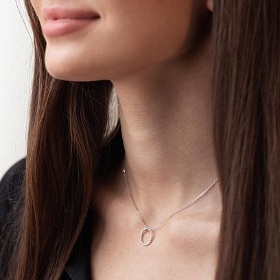 Золоте кольє з літерою "О" з діамантами 133931121 №5