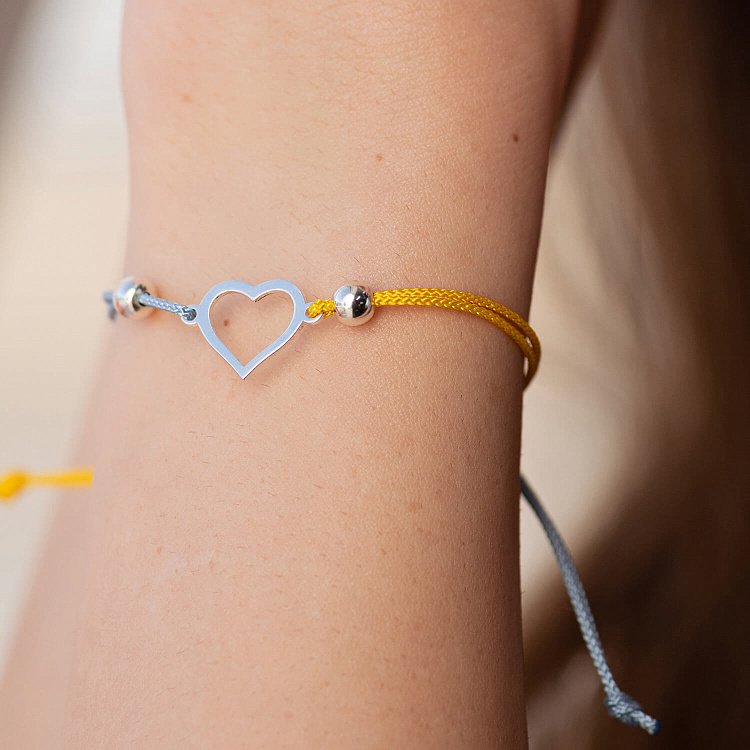 Серебряный браслет "Украинское сердце" (голубая и желтая нить) 312/2 от ювелирного магазина Оникс - 4