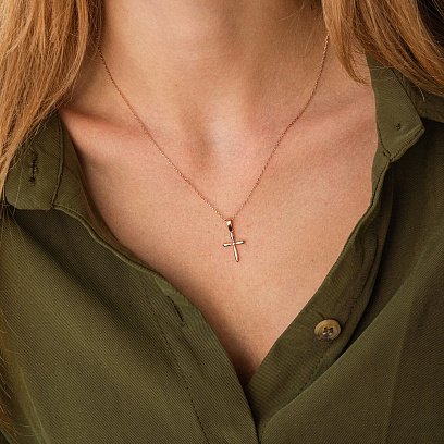 Золоте кольє "Хрестик" з фіанітом кол02187 №2