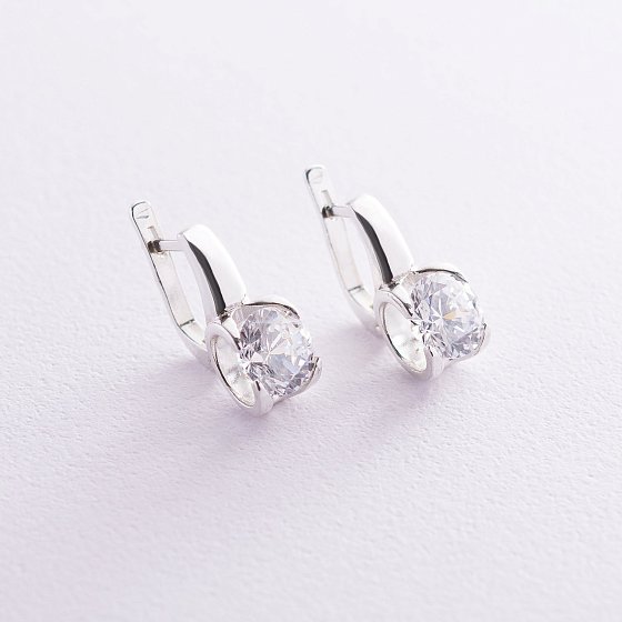 Серебряные серьги с фианитами 121686 №3