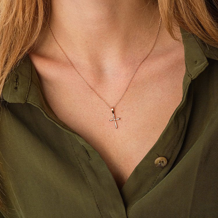 Золоте кольє "Хрестик" з фіанітом кол02187 від ювелірного магазину Онікс - 1