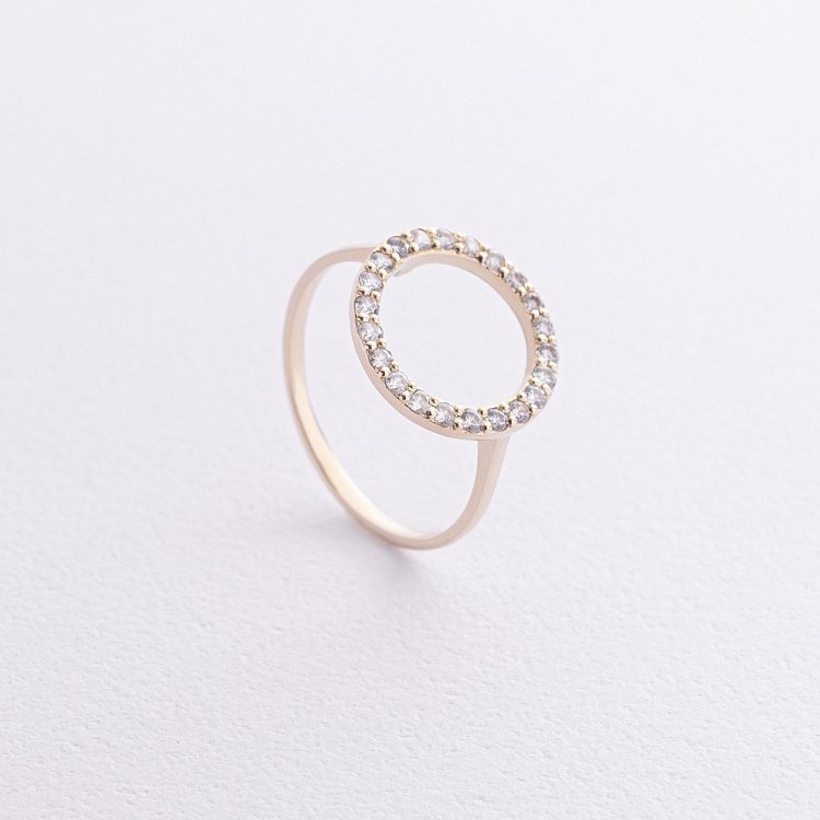 Кольцо "Круговорот" в желтом золоте (фианиты) к08152 от ювелирного магазина Оникс