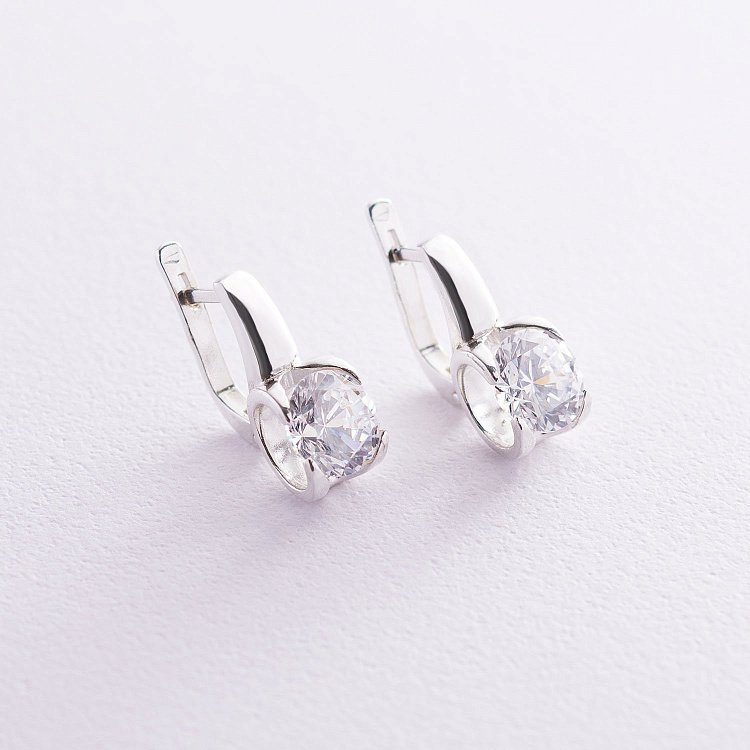 Серебряные серьги с фианитами 121686 от ювелирного магазина Оникс - 2