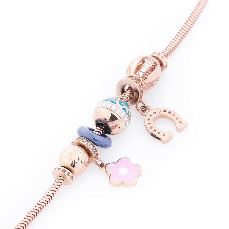 Золотой браслет с подвесками б02969 от ювелирного магазина Оникс - 1