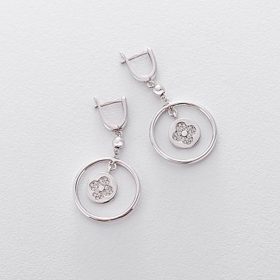 Сережки "Конюшина" в білому золоті с06366