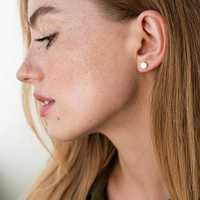 Золоті сережки  пусети "Шестикутники" с06185 №2