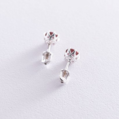 Срібні сережки - пусети (синт. кварц) 122823 №4