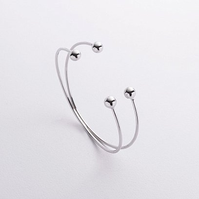 Жорсткий браслет "Кульки" (біле золото) б05580