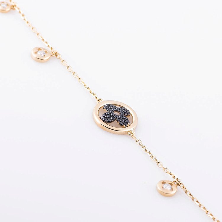 Золотой браслет "Клевер" б02760 от ювелирного магазина Оникс - 1