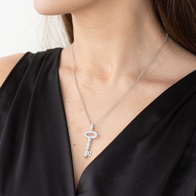 Золотая подвеска "Ключик" с бриллиантами пкит443 от ювелирного магазина Оникс - 1