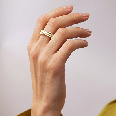 Кольцо "Love" в желтом золоте к08437 №2