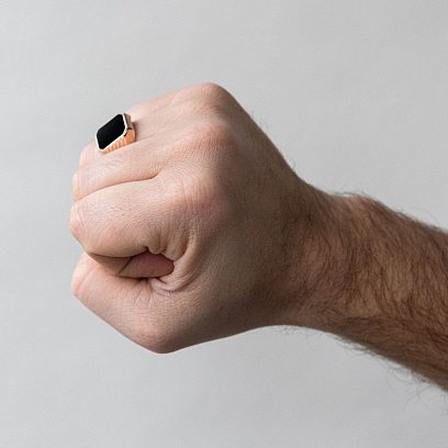 Золота чоловіча печатка (онікс) к02945 №2