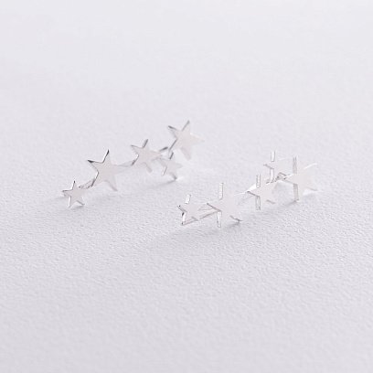 Серьги - клаймберы "Звездочки" в серебре 122917 №3