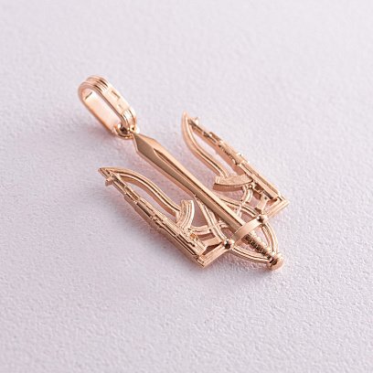 Подвеска "Герб Украины - Тризуб" в красном золоте п03721 №5