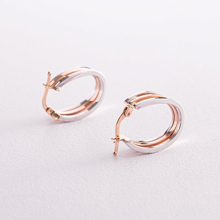 Серьги "Сплетение" (красное и белое золото) с08078 от ювелирного магазина Оникс - 4