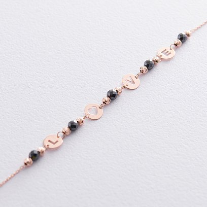 Золотий браслет "Love" (чорні фіаніти) б04453 №4