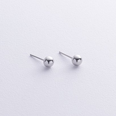 Сережки - пусети "Кульки" у сріблі (6 мм) 123353