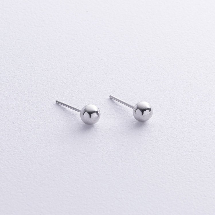 Сережки - пусети "Кульки" у сріблі (6 мм) 123353 від ювелірного магазину Онікс