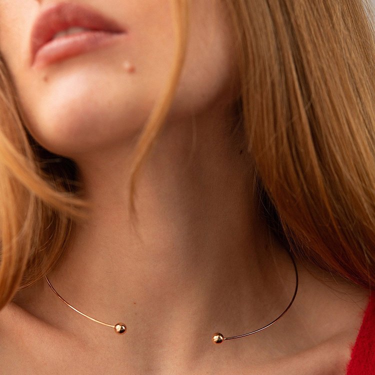 Колье - чокер "Miley" (красное золото) с шариками кол02540 от ювелирного магазина Оникс - 1