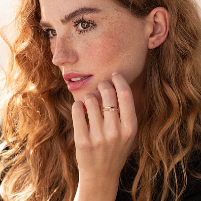 Двойное кольцо "Мириам" с фианитами (красное золото) к07102 №2