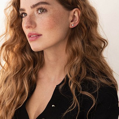 Золотые серьги - пусеты с бриллиантами сб0392 №2