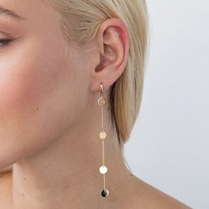 Серьги "Монетки" в желтом золоте с07644 №4