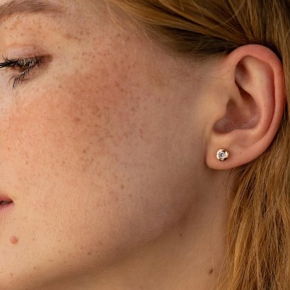 Золотые серьги - пусеты с фианитами с08148 №2